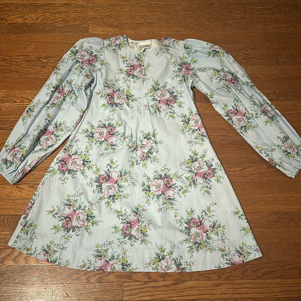 Ganni Cotton poplin Floral Dress